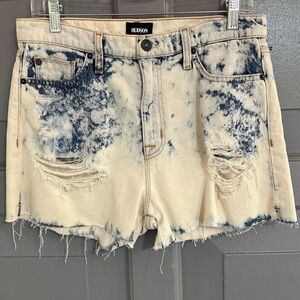 Hudson Woman’s SADE Cut Off Shorts Acid Wash Distressed Sz 28